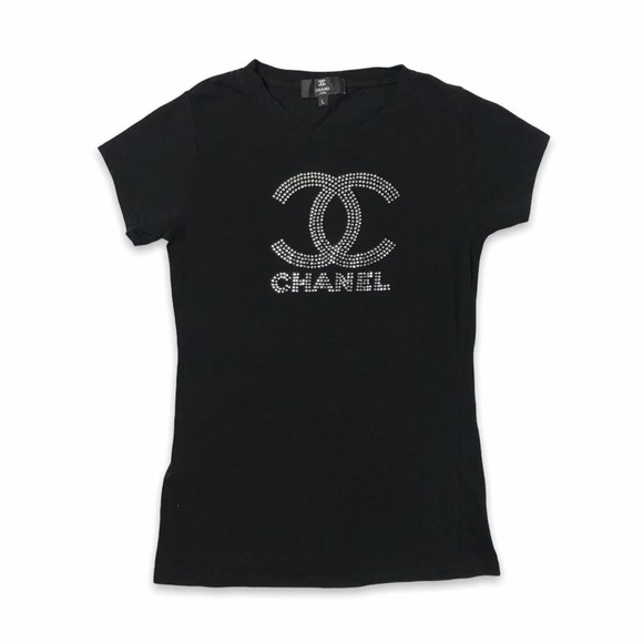 CHANEL Tops - VTG Y2K Double C Bedazzled Top L